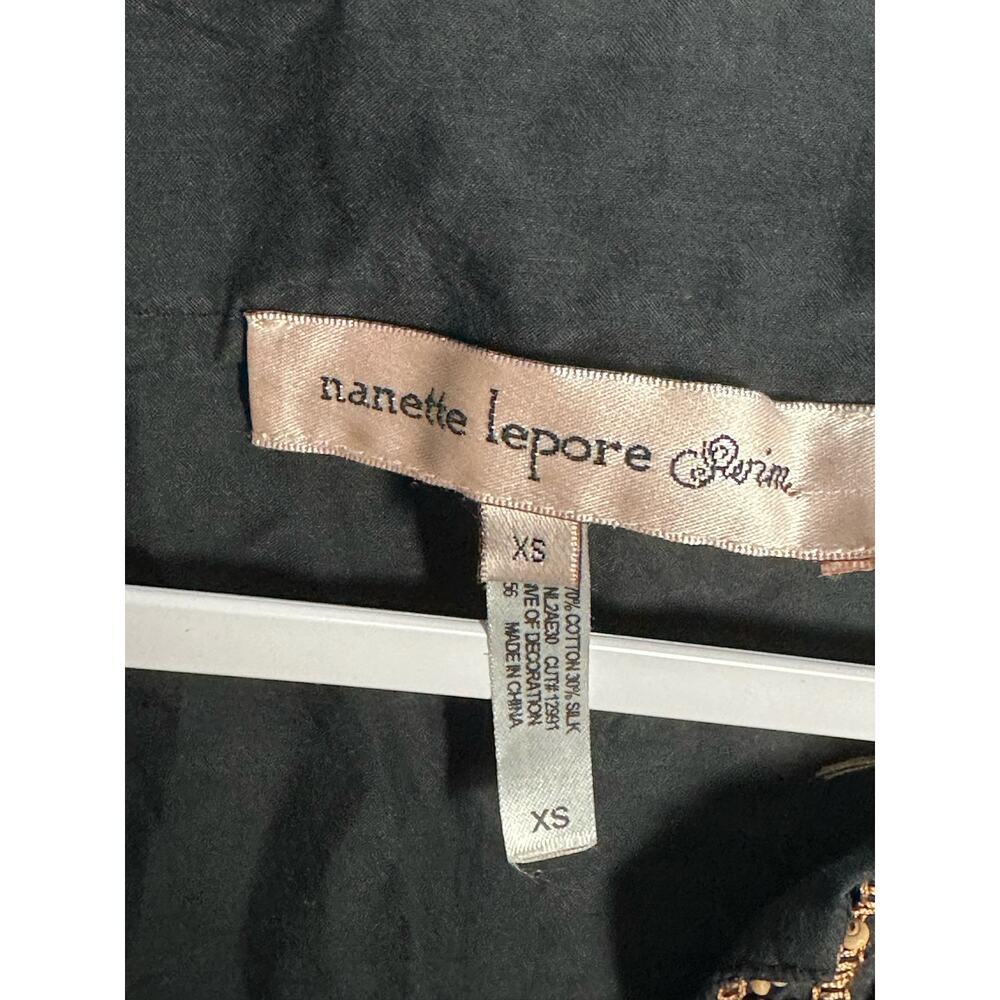 Nanette Lepore XS Silk Blend Wooden Beaded Black Swim Cover-up Embroidered boho - Picture 4 of 7